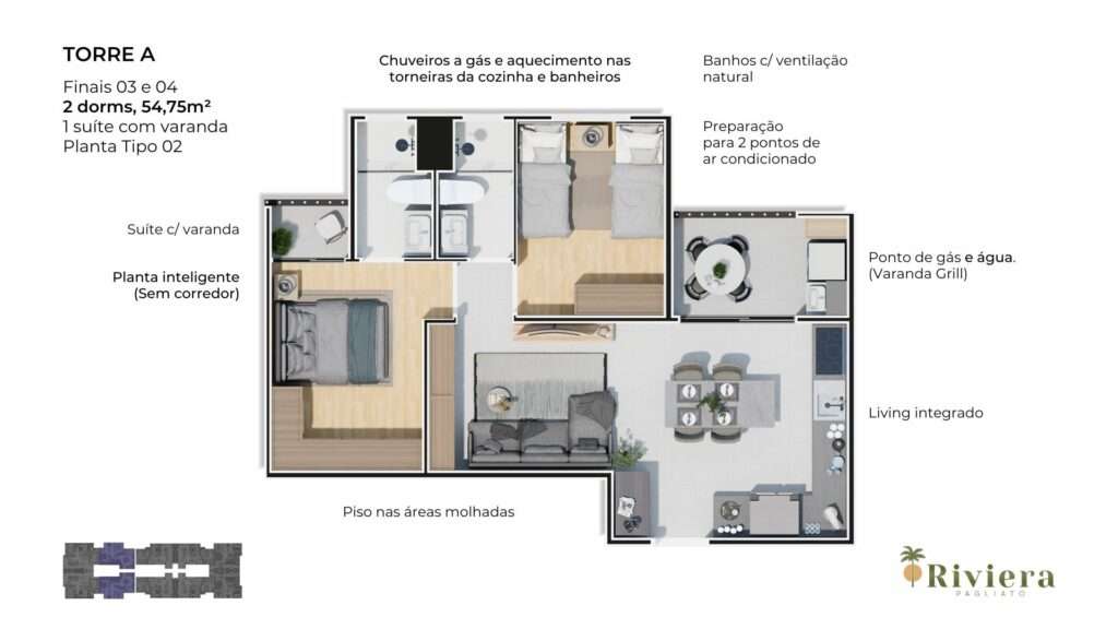 Tipo 2- 54,75m²