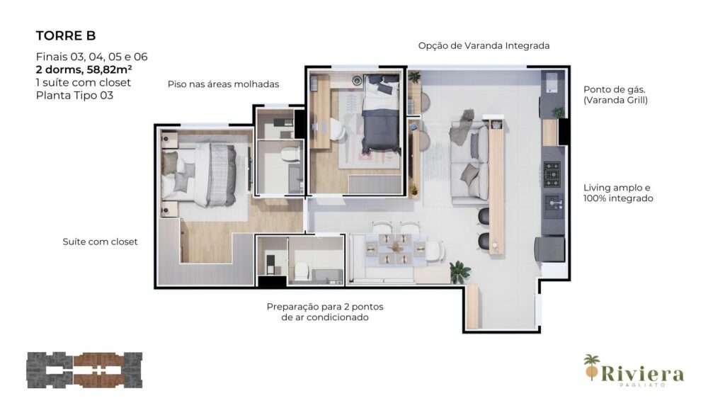 Tipo 3- 58,82m²